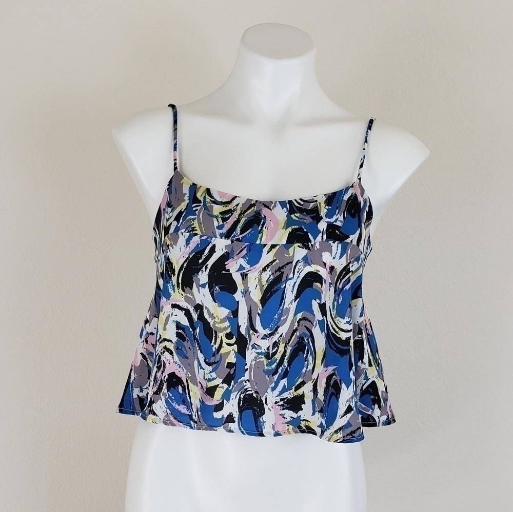 𝅺AQUA Womens Crop Top Chiffon Printed